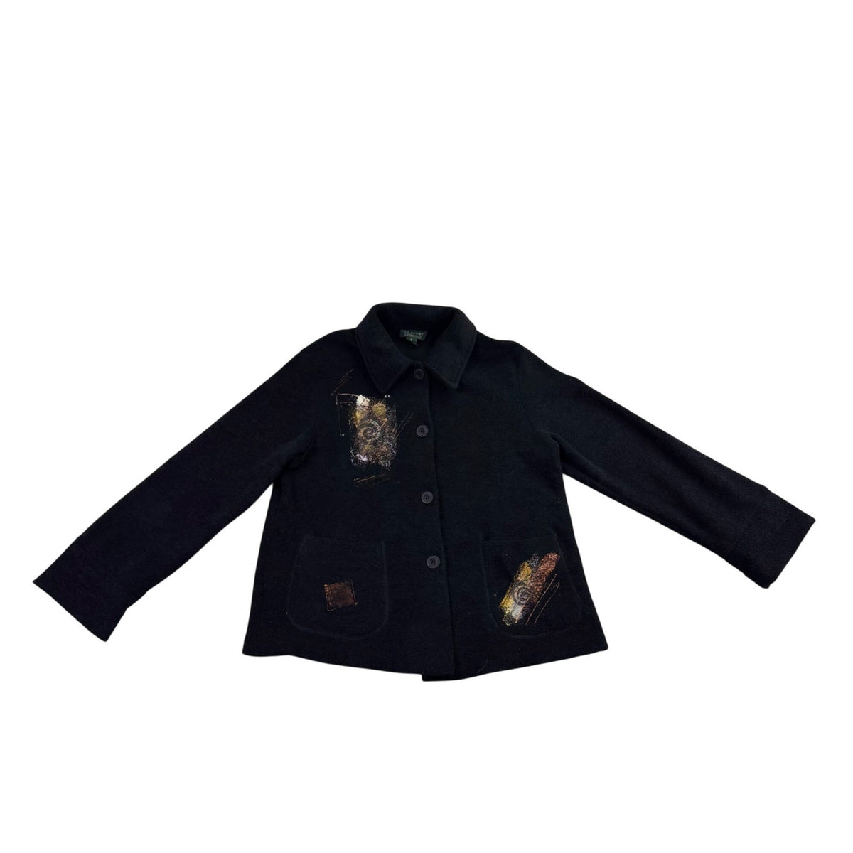 G.G. Sport Womens Black  Jacket Small Abstract Front Pockets Size S