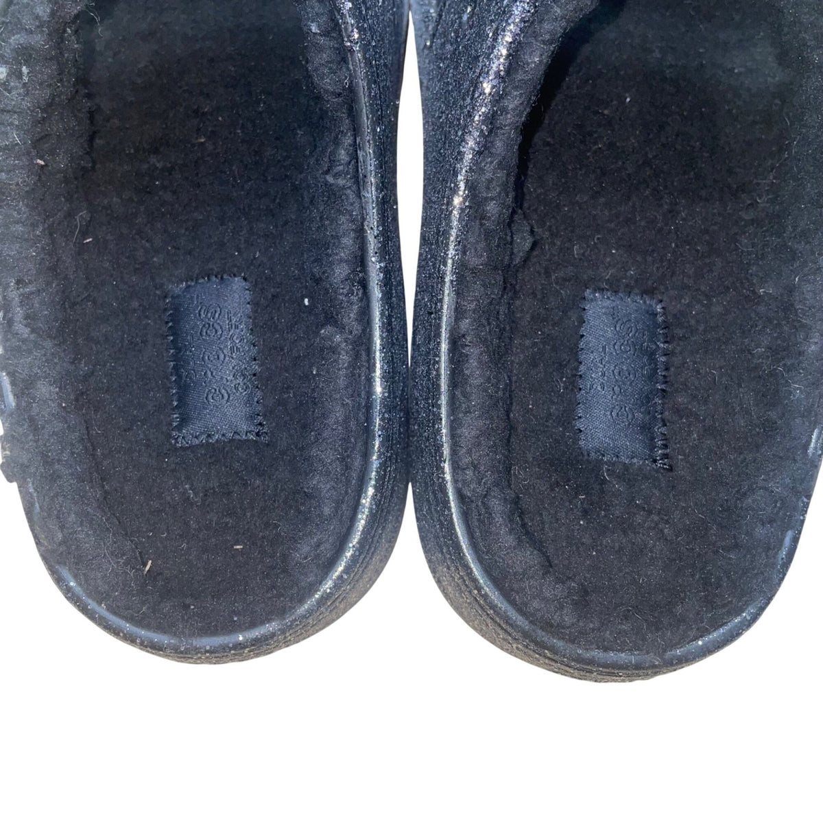 Crocs Women’s Black Glitter Faux Fur Lined Slide Sandals Size M4/W6