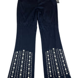Inc Women’s Stretch Petite Black Flared Pants W/ Floral Embroidery Size 6P
