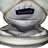 WanderFull Women’s Ivory Glossy Quilted Crossbody Hydrobag With Adjustable Strap