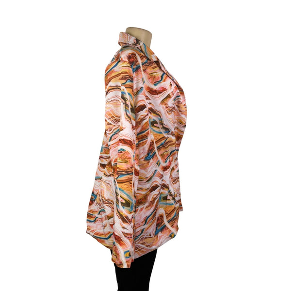Pretty Little Thing Womens Multicolor Marble Print Oversized Blazer Size 6