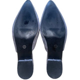 Giuseppe Zanotti Women’s Gray Faux Suede Pom-Pom Almond Toe Slip-On Mules Size 9