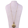 Ferarro Womens Gold Tone Metal Pocket Watch Necklace Quartz Japan Movement
