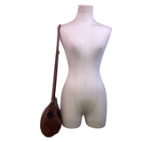 Day & Mood Women’s Brown Leather Woven Zip Closure Adjustable Crossbody Bag