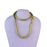 Vintage Gold Tone Flexible Tubular Necklace Or Bracelet Ribbed Textured Design