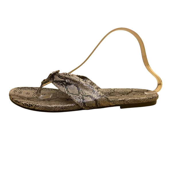 Chicos Women’s Gray Circuitry Snake Print Python Strappy Sandals Size 10