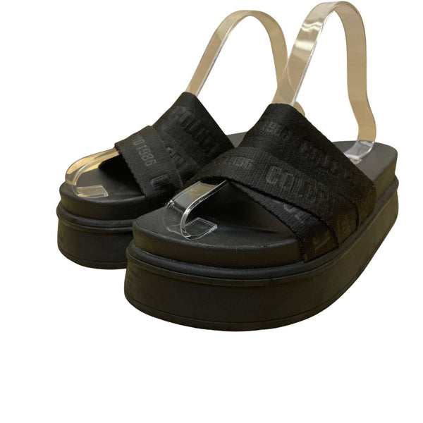 Colcci Womens Black Logo Strap Open Toe Slip-On Platform Sandals Size 7