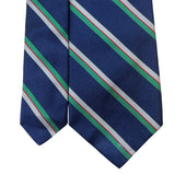 Vintage Brooks Brothers Navy All Silk Striped Tie Green Blue Business Classic
