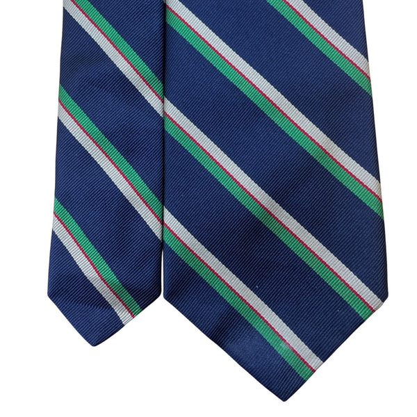 Vintage Brooks Brothers Navy All Silk Striped Tie Green Blue Business Classic