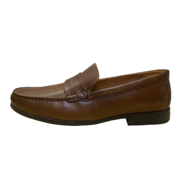 Clarks Men’s Brown Leather Soft Cushion Insole Slip-On Penny Loafers Size 8