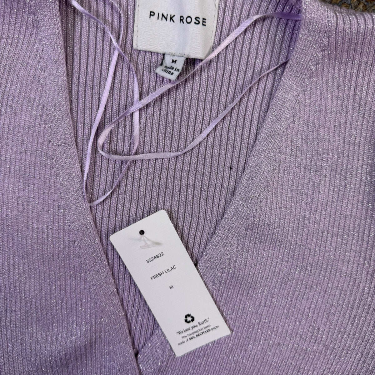 Pink Rose Womens Lilac Long Sleeve Wrap Sweater Size M