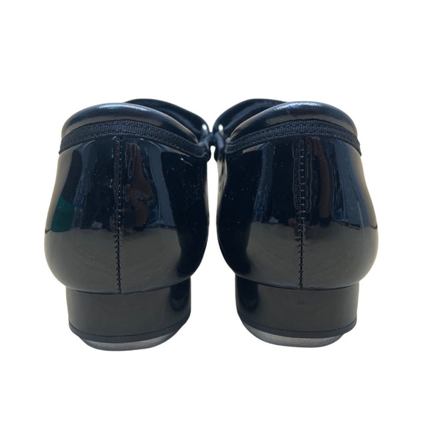 Linodes Big Kid Black Patent Easy Strap Tap Dance Shoes Size 4M