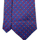 Paul Fredrick Mens Blue & Burgundy Silk Necktie Checkered Woven Hand Sewn
