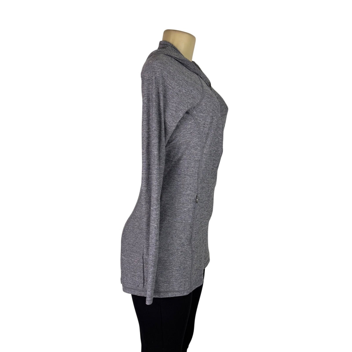 Athleta Women’s Gray Polyester/Nylon Hooded SweaterFull Zip Lightweight Size S