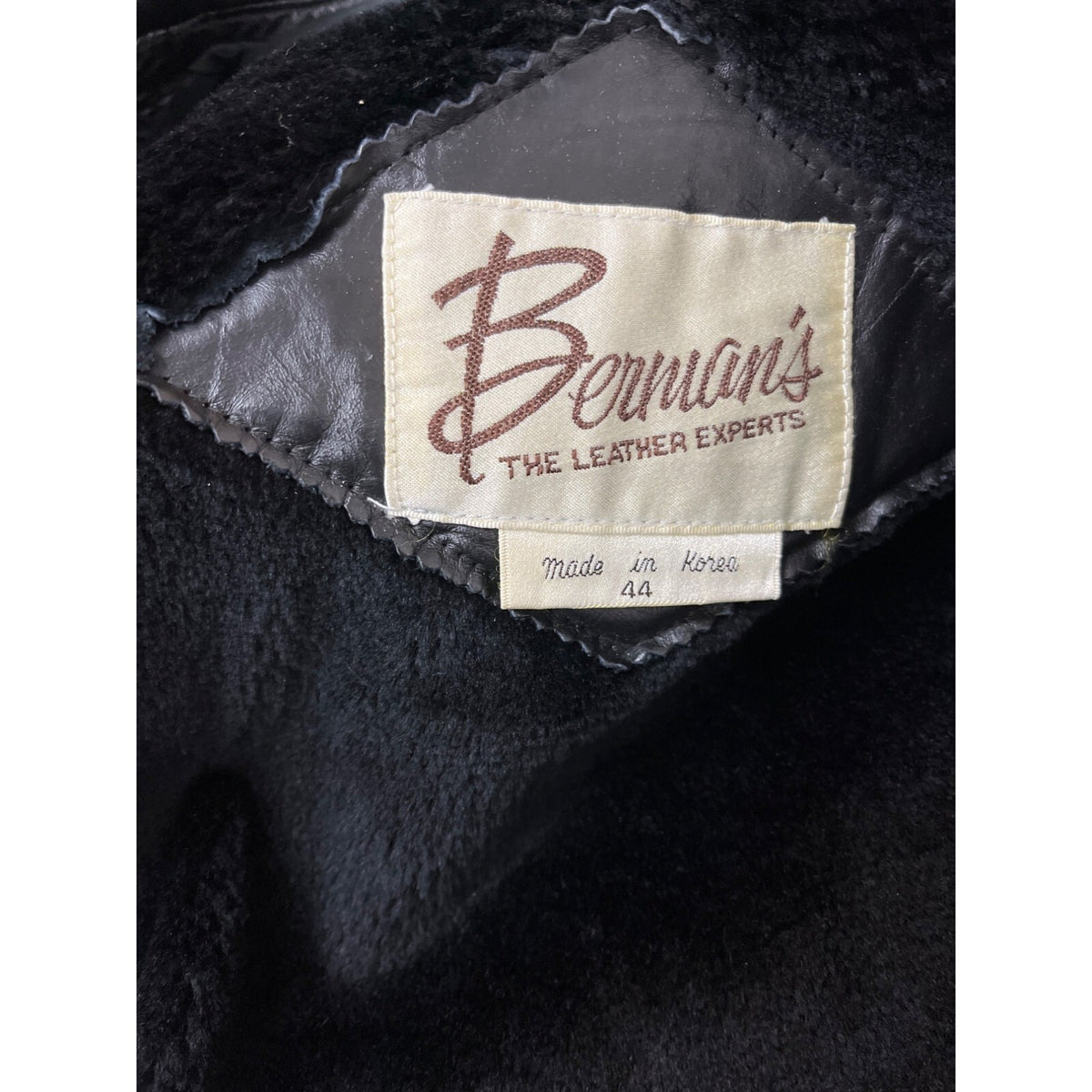 Vintage Berman's Men's Black Leather Jacket Size 44 - EUC