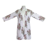 The Company Store Womens White Pink Floral Robe Relaxed Fit  Sz XS