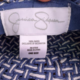 Jessica Simpson Womens Navy & White Woven Paper Sun Hat With Bow One Size