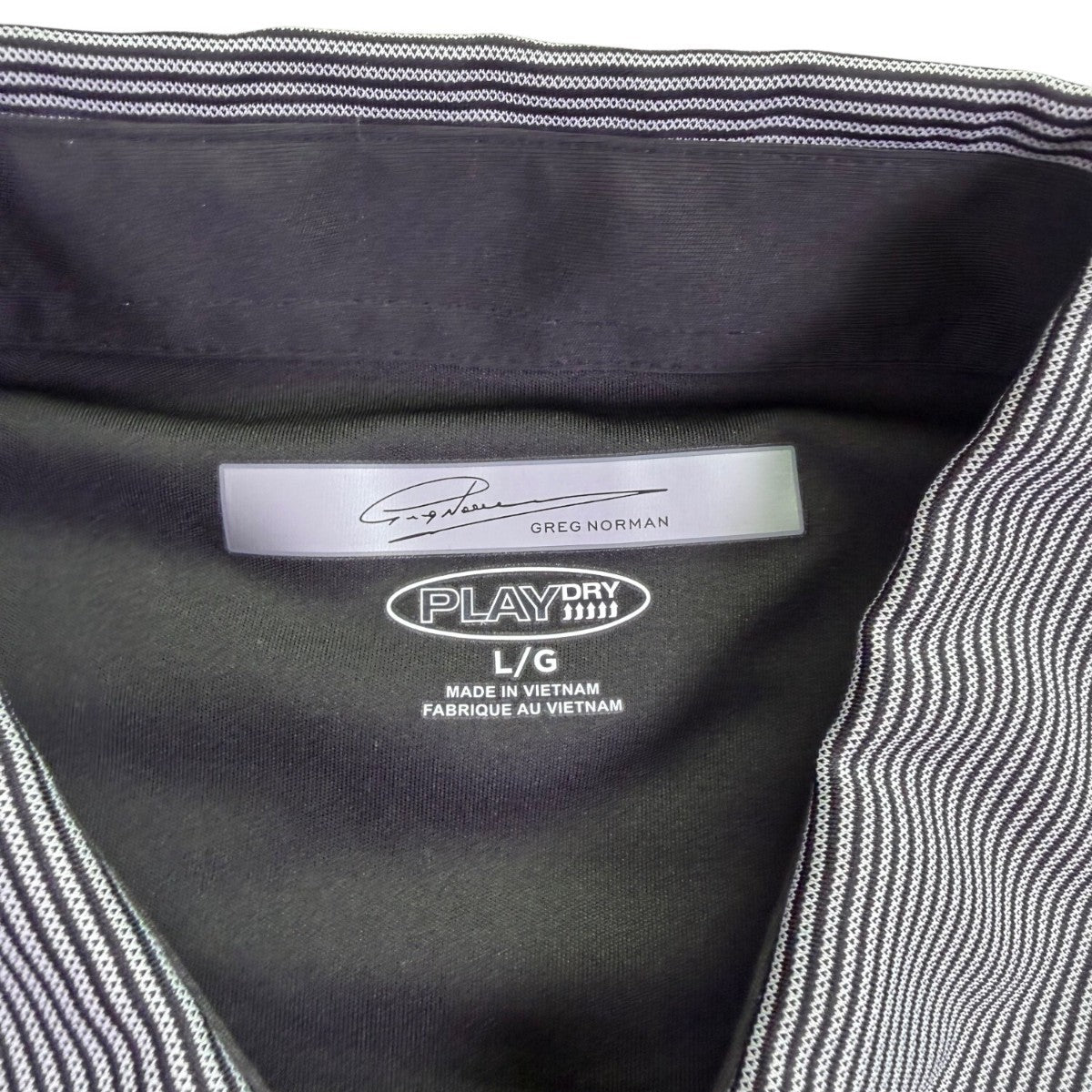 Greg Norman Play Dry Mens Gray Polyester Striped Polo Shirt  Size XL