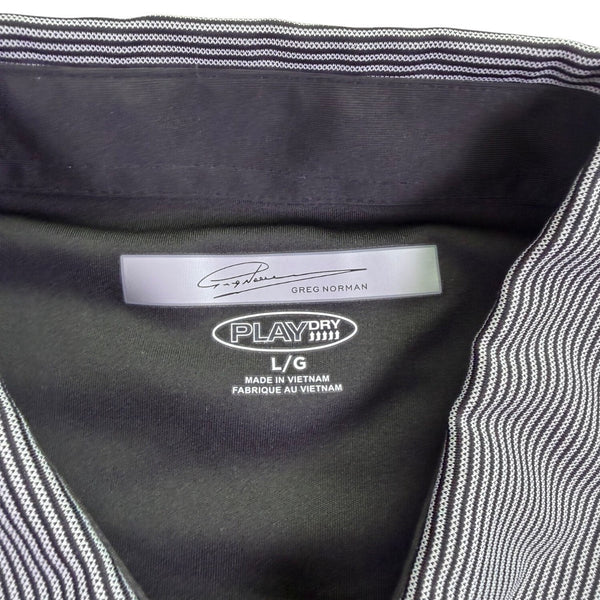 Greg Norman Play Dry Mens Gray Polyester Striped Polo Shirt  Size XL