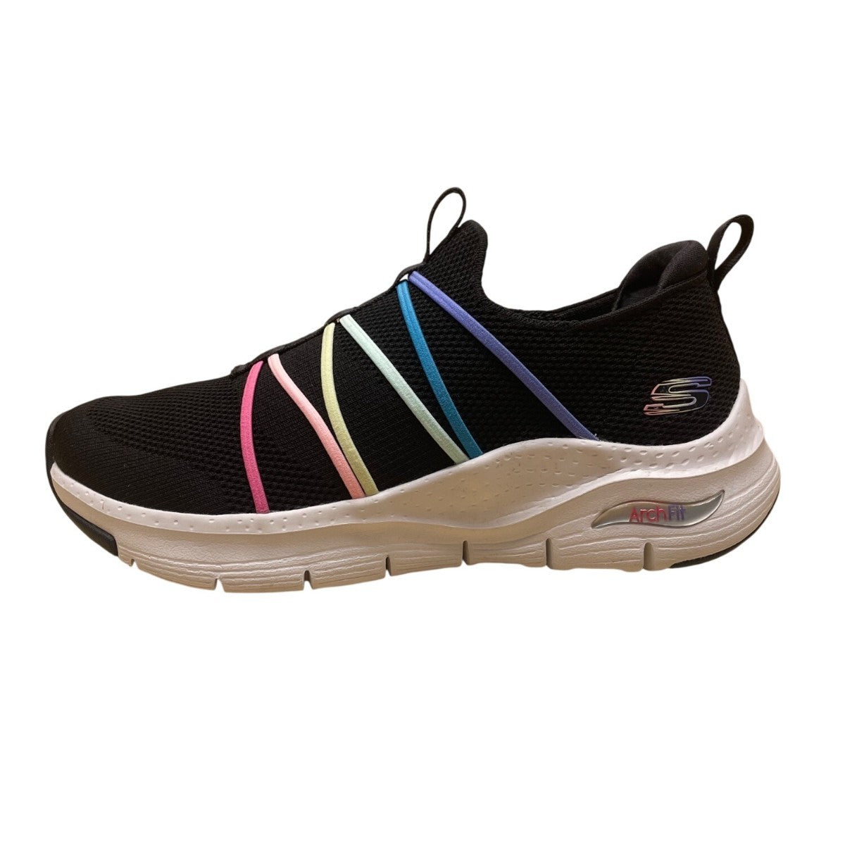 Skechers Women’s Black Multicolor Arch Fit Slip-On Athletic Sneakers Size 6.5