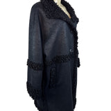 Adolfo Dominguez Women’s Black Faux Shearling Coat With Button Front