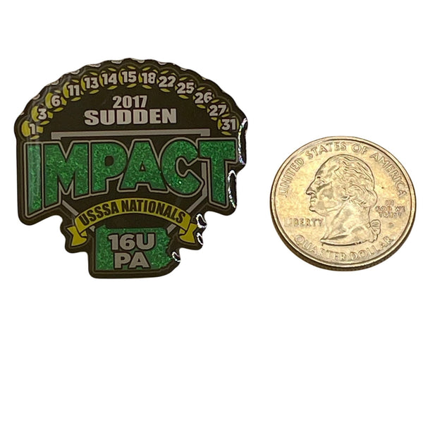 2017 Sudden Impact USSSA Nationals 16U PA Softball Trading Pin Green Glitter