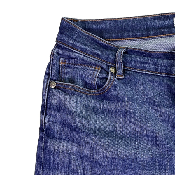 Ann Taylor Loft Womens Blue Denim Jeans Raw Hem Slim Straight Mid-Rise Size 30