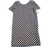 Nipon Womens Black & White Checker Silk Dress Short Sleeve US Checkered Size 12