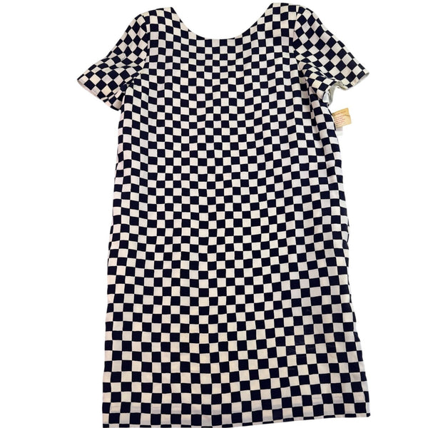 Nipon Womens Black & White Checker Silk Dress Short Sleeve US Checkered Size 12