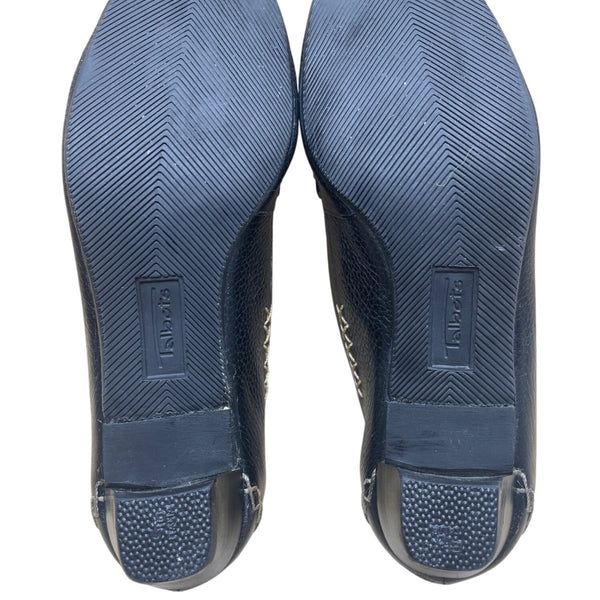 Talbots Women’s Black Leather Gold Chain Slip-On Primo5 Heeled Loafers Size 6M