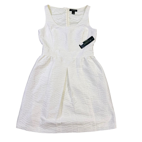 Lauren Ralph Lauren Womens White Textured Sleeveless A-Line Dress Size 8