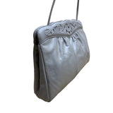 Morris Moskowitz Women’s Gray Leather Vintage Style Crossbody Handbag