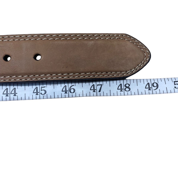Genuine Leather Mens Brown Belt With Silver Buckle Casual Accessory Sz 49