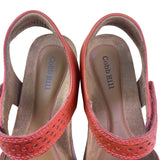 Cobb Hill Women’s Red Leather Cork Sole Adjustable Strap Sandals Size 7US