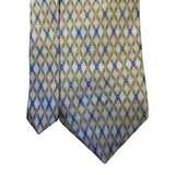 Crazy Horse Mens Gold & Blue Printed 100% Silk Tie Diamond Pattern