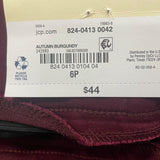 ST John Bay Ankle Pant Mid-Rise Slim Fit Built-In Tummy Maroon Women Size 6P - N