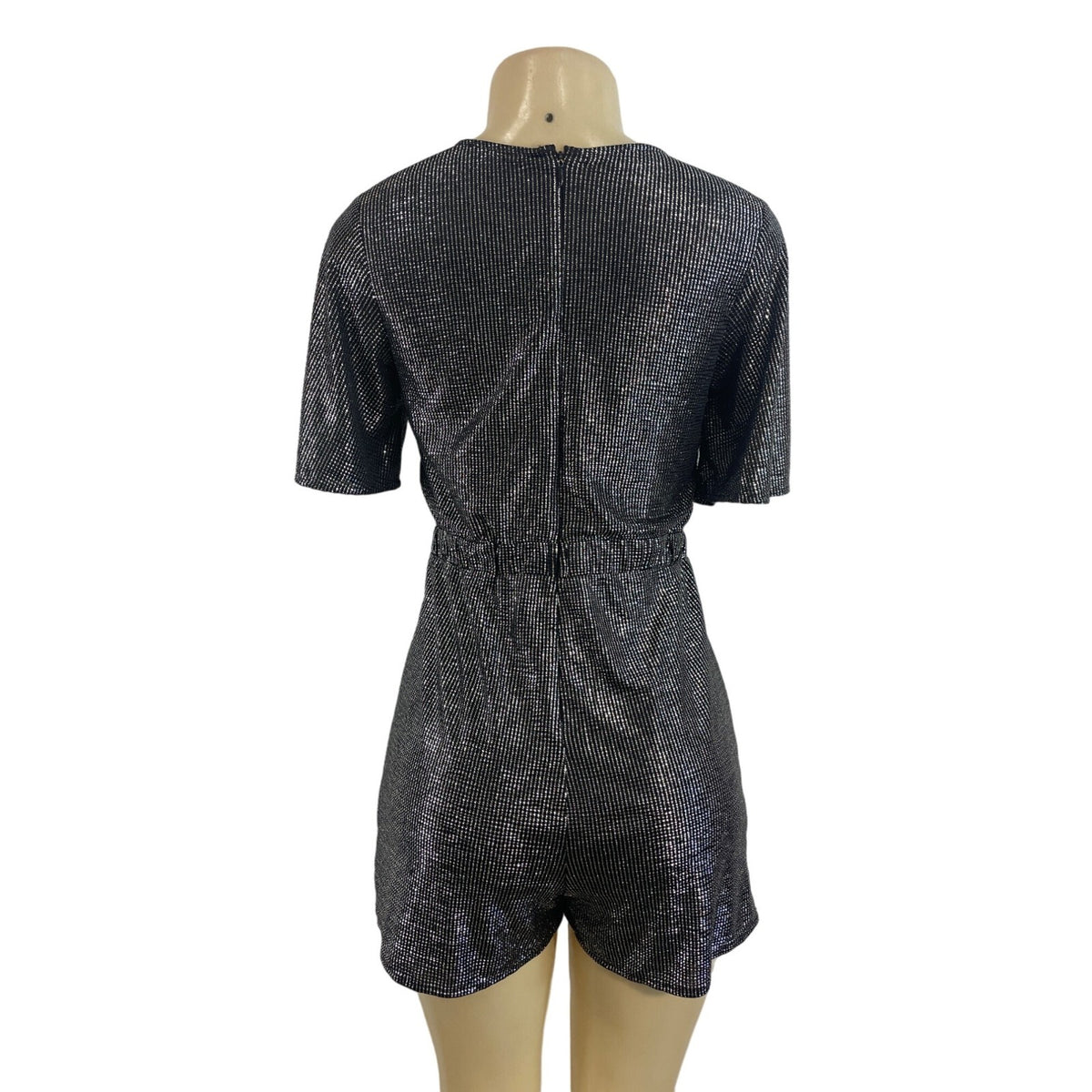19 Cooper Women's Black and Silver Short Pants and Sleeve Jumpsuit Sz XS