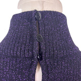 Escada Purple Frostfox Fur Cuff Glitter Set Turtleneck Vest Cardigan Sz 40