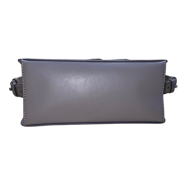 Wera Women’s Gray Leather Envelope Flap Adjustable Strap Compact Crossbody Bag
