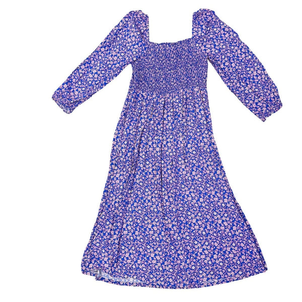 J. Crew Womens Blue Floral Smocked Long-Sleeve Midi Dress Viscose Size – Picky Thrifter
