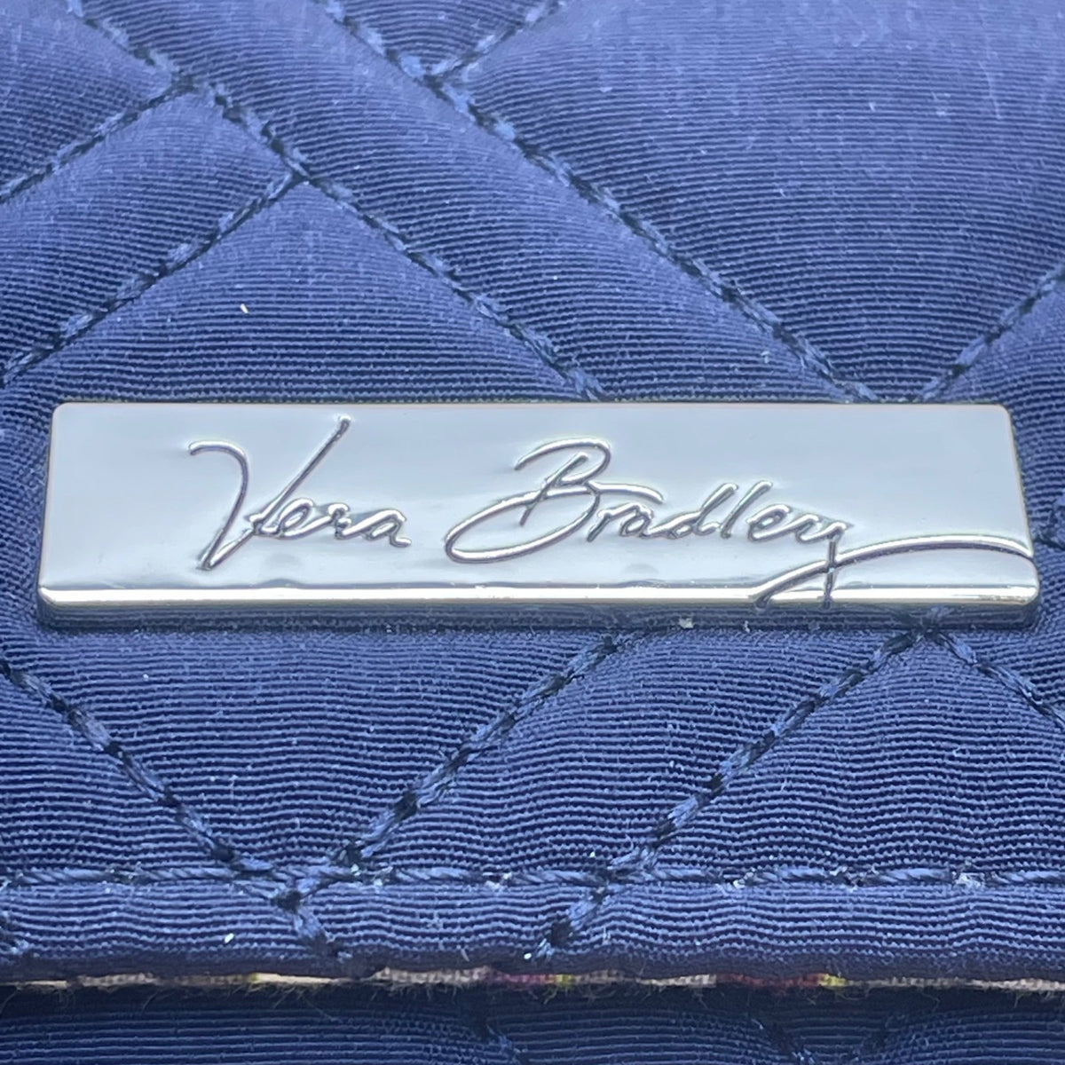 Vera Bradley Women’s Navy Quilted Fabric With Back Zip Pocket Wallet Clutch