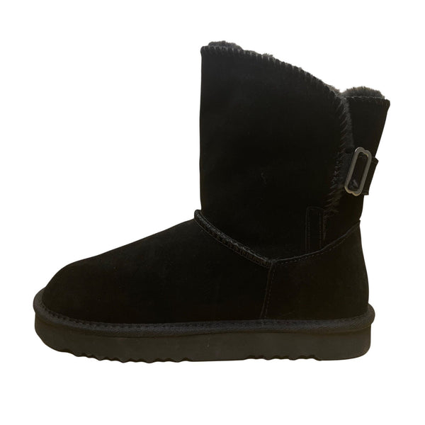 Style & Co Women’s Black Split Leather Faux Fur Lined Winter Boots Size 8M