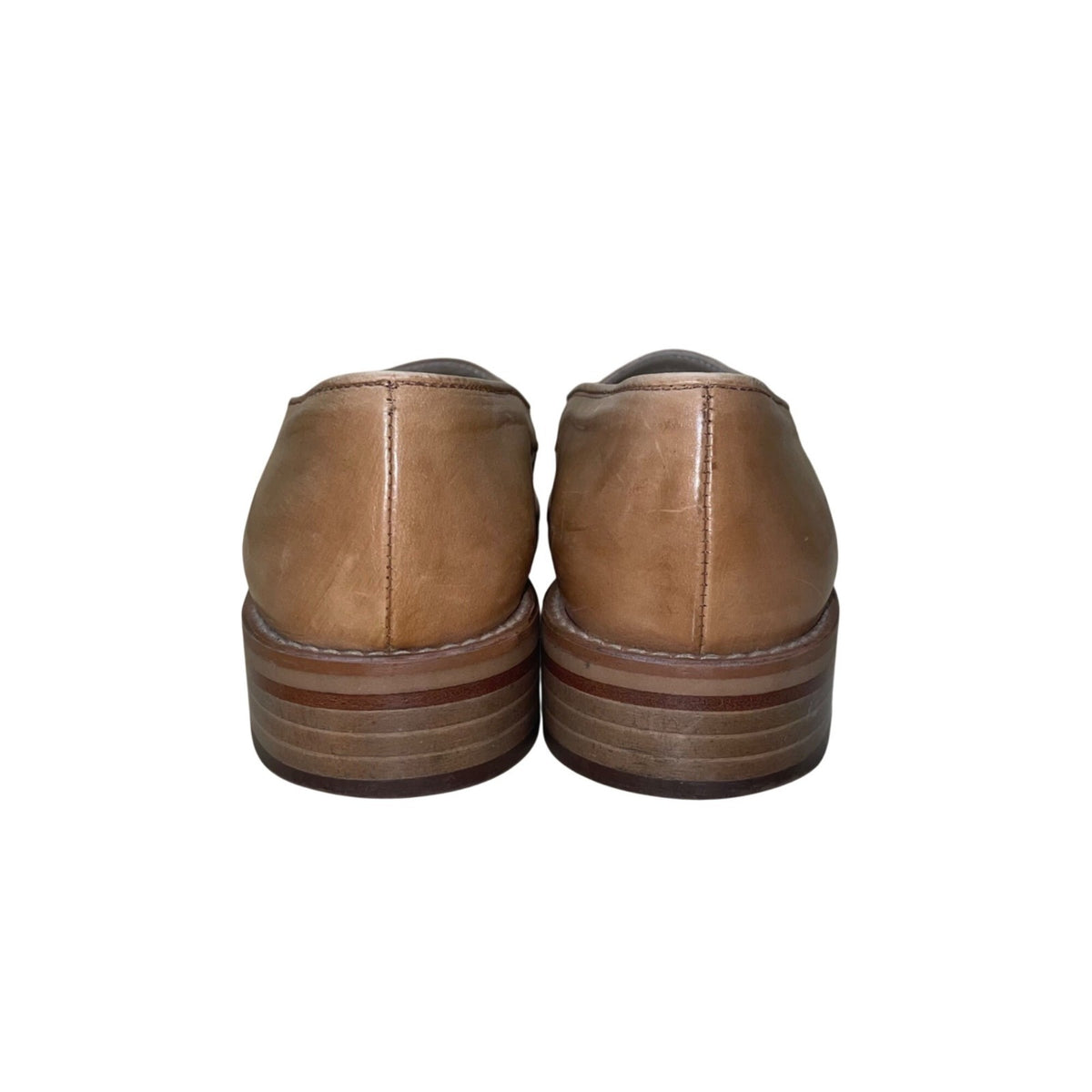 Joan & David Women’s Tan & White Leather Dress Penny Loafers Shoes Size US8