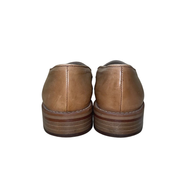 Joan & David Women’s Tan & White Leather Dress Penny Loafers Shoes Size US8