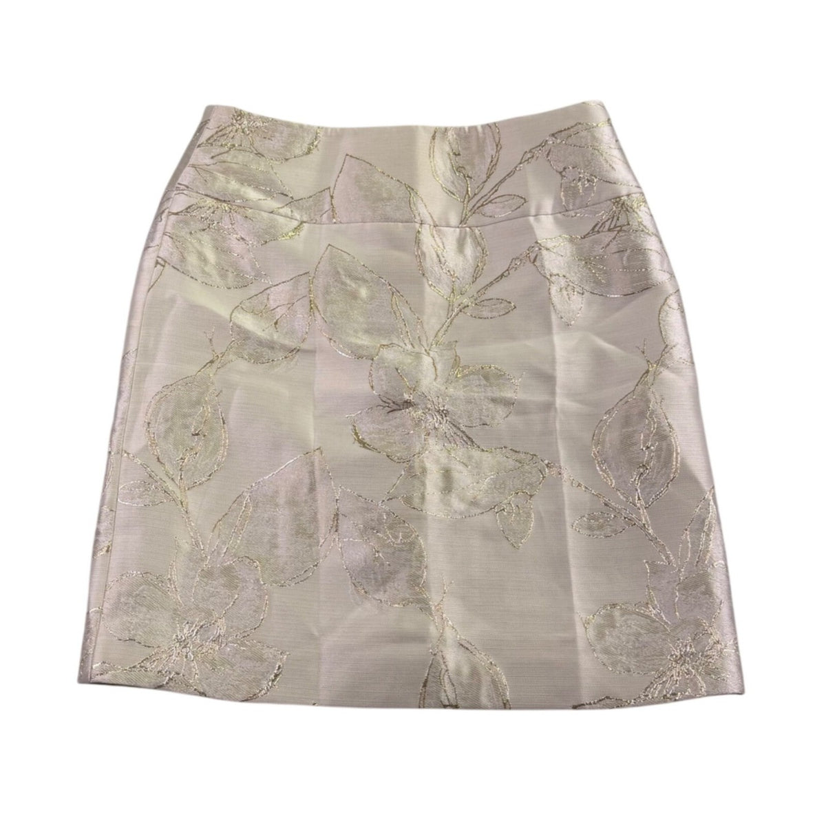 Tahari Womens Ivory Metallic Floral Skirt A-Line Elegant Size 4 