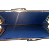 Japanese Women’s Blue Fabric & Metal Floral Pattern Clasp Wallet