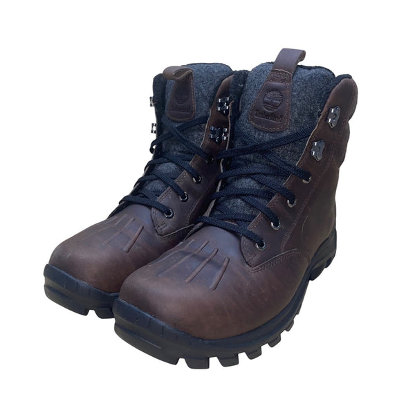 Timberland Mens Brown Leather Waterproof Insulated Lace-Up Boots Size 9.5