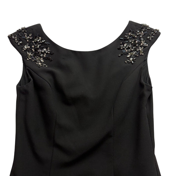 Vince Camuto Women's Black Sleeveless Dress Jeweled Shoulders Back Zipper Size 4