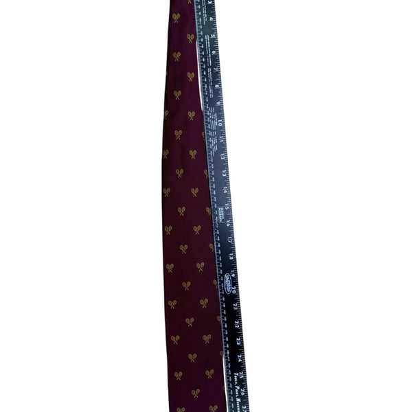 H. Stockton Men’s Purple Silk Tennis Racket Pattern Necktie Handmade England