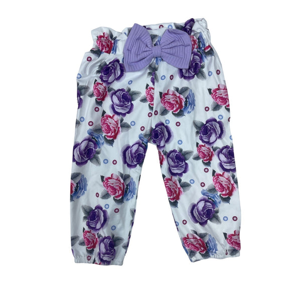 Shenzhen Toddler Girl's Green and Purple 3-Piece Florals Set Sz 3-6M